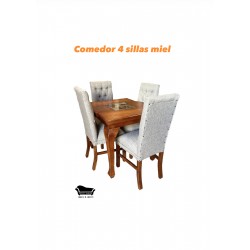 Comedor de 4 sillas Capitones Biege Normando Trilach Tablon