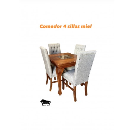 Comedor de 4 sillas Capitones Biege Normando Trilach Tablon