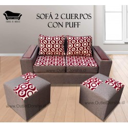 Juego deLiving Sofa 2 cuerpos con puff Ideal Para Espacios Pequeños