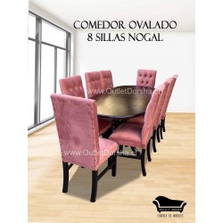 Comedor Especial Con Extencion De Madera Solida 8 Sillas Capitones