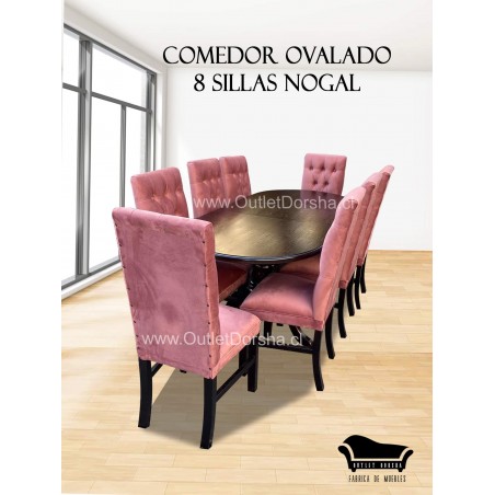 Comedor Especial Con Extencion De Madera Solida 8 Sillas Capitones