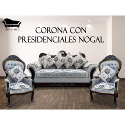 Juego de Living Corona 3 Cuerpos con Presidenciales tallados Imperial