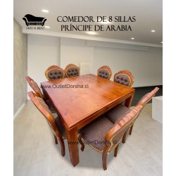 Comedor Tablero de 8 Sillas Reina Ana Artesano Tablon Solido