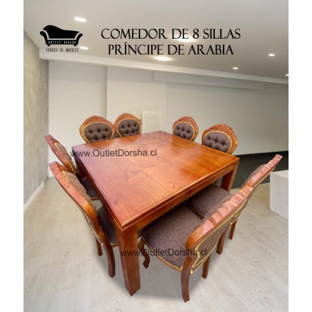 Comedor Tablero de 8 Sillas Reina Ana Artesano Tablon Solido