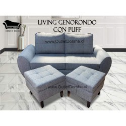 Juego de Living Sofa Genorondo Con Puff Patas De Madera Solidas