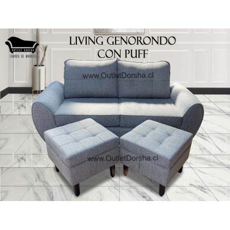 Juego de Living Sofa Genorondo Con Puff Patas De Madera Solidas