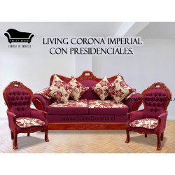 Juego De Living Sofa 3 Cuerpos Corona Imperial Con Presidenciales lino Burdeo Combinado