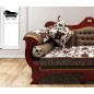 Juego de Living Sofa Normando 3 Cuerpos Imperial Con Presidenciales Premium Madera Roja Lino Bronce