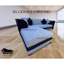 Seccional L capitones Con Resortes 2 Piezas Separables Bicolor Lado Fijo Izquierdo