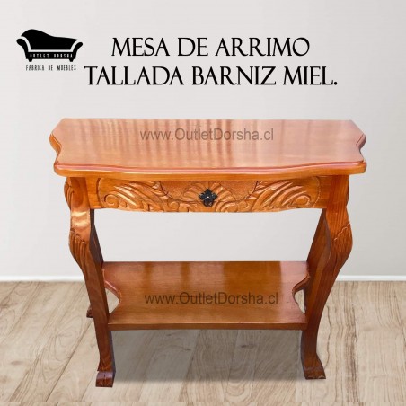 Mesa De Arrimo Tallado Artesano Tablon Fijo