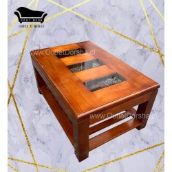 Mesa De Centro Rectangular Tres Vidrios Con Revistero Tablon