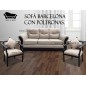 Juego De Living Sofa Barcelona 3 cuerpos Con Poltronas De Madera Solidas.