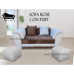 juego de Living Sofa Rose Con Puff  Basico