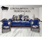 Sofa 3 Cuerpos Corona Con presidenciales Imperial Felpa Azul