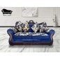 Sofa 3 Cuerpos Corona Con presidenciales Imperial Felpa Azul