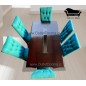 Comedor de 6 sillas Capitones Rectangular Lino Turqueza Vidrio Central Comedor de 6 sillas Capitones Rectangular Lino Turqueza Vidrio Central