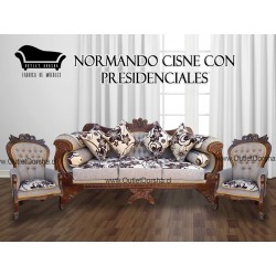 Sofa Normando 3 Cuerpos Con Presidenciales Tallado Cisne Premium