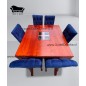 Comedor 6 sillas Cuadrado barnizado Rauli Tablero Con Vidrio Central