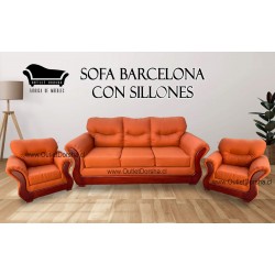 Sofa 3 Cuerpos Barcelona Con Sillones Individuales Lino Naranjo