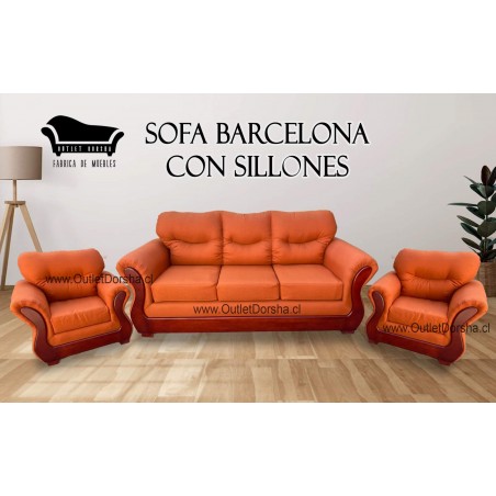 Sofa 3 Cuerpos Barcelona Con Sillones Individuales Lino Naranjo