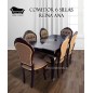 Comedor 6 Sillas Reina ana 3 Vidrios Tallado Elegante