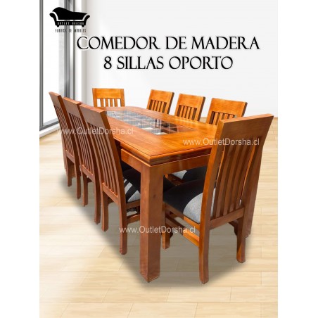Comedor de Madera Maciza 8 Sillas Oporto