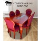 Comedor 6 Sillas Reina Ana Tableros y Tallado rustico