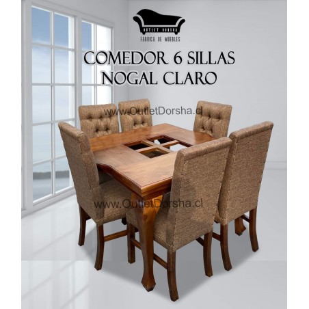 Comedor 6 sillas Capitones Cuadrado Normando Trilach Tablon ensamblado