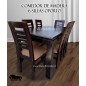 Comedor Rectangular de Madera Gruesa 6 Sillas Modelo Oporto Baniz Oscuro Sin Vidrio