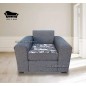 Juego De Living Sofa 3 Cuerpos Cuadrado Con Sillones Individuales Lino Gris