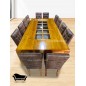 Comedor 12 Sillas Capitones tablon solido con vidrio trilach
