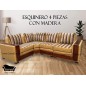 Esquinero 4 Piezas Con Madera Lino Combinado Reacomodable Resortes Mostaza Esquinero 4 Piezas Con Madera Lino Combinado Reacomodable Resortes Mostaza