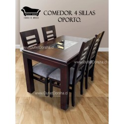 Comedor 4 Sillas Oporto Madera Gruesa Firme