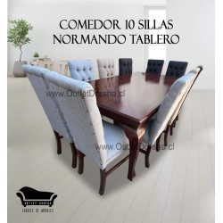 Comedor Rectangular 10 Sillas Capitones Tablero Combinado Variedades Linos