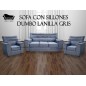 Sofa 3 Cuerpos Con Dos Sillones Dumbo Lanilla Gris