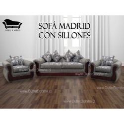 Juego de Sofa 3 Cuerpos Madrid Con Sillones Indivudales Lino Gis Jarpeado