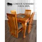 Comedor  Rectangular Normando 4 Sillas Estilo Arpa Tablon Solido Lino