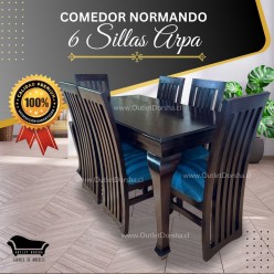Comedor 6 Sillas Arpa Tablero grueso