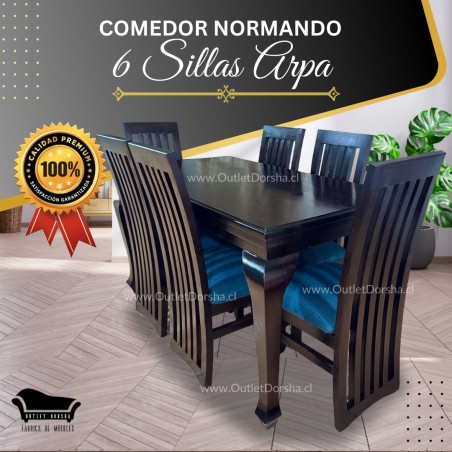 Comedor 6 Sillas Arpa Tablero grueso